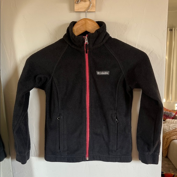 Columbia kids fleece jacket. Charcoal and pink - Picture 1 of 3